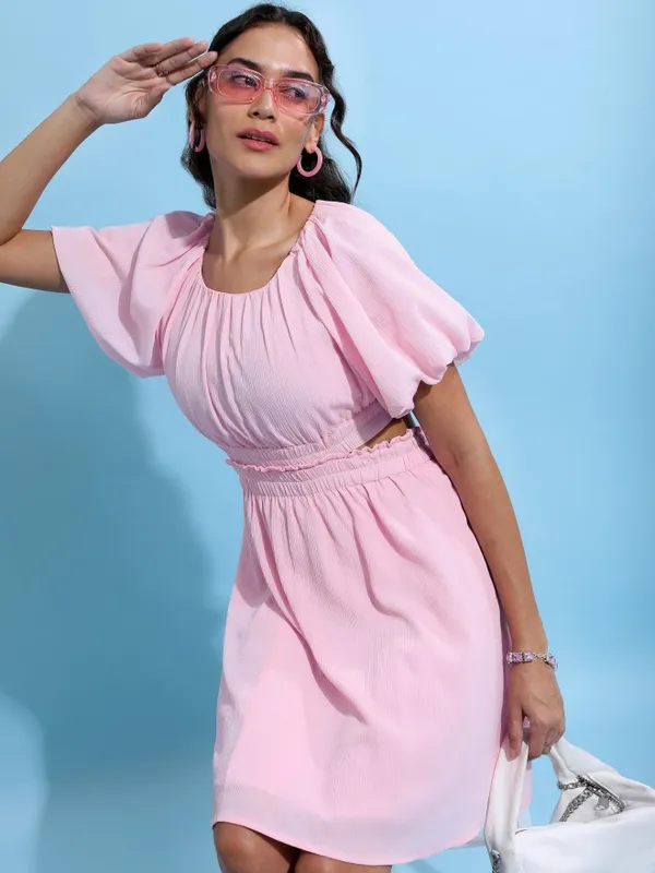 Solid Fit & Flare Dress
