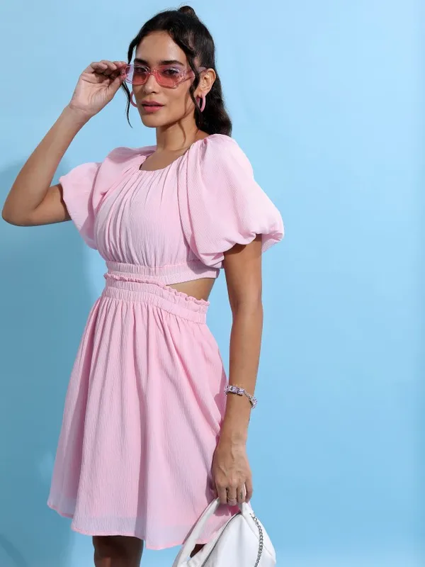 Solid Fit & Flare Dress