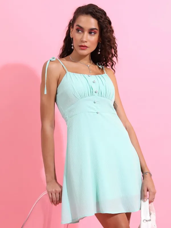  Tokyo Talkies Women Green Solid A-Line Dresses