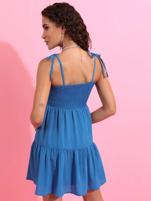  Tokyo Talkies Women Blue Solid Fit And Flare Dresses
