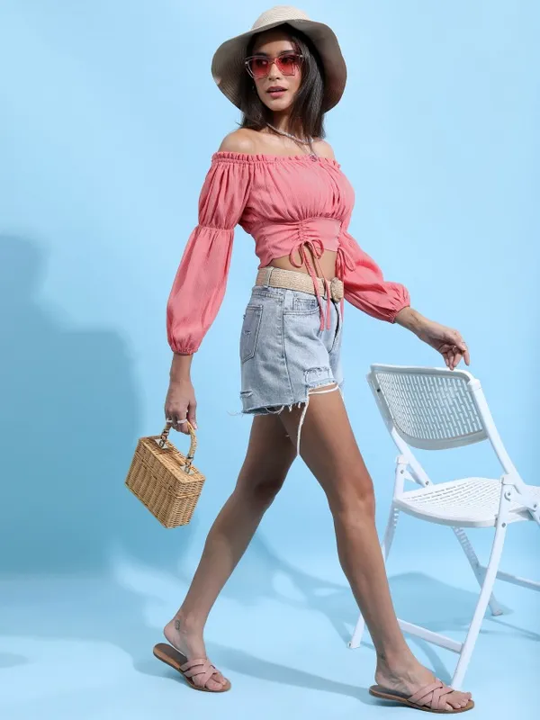 Tokyo Talkies Women Rose Solid Fitted Top