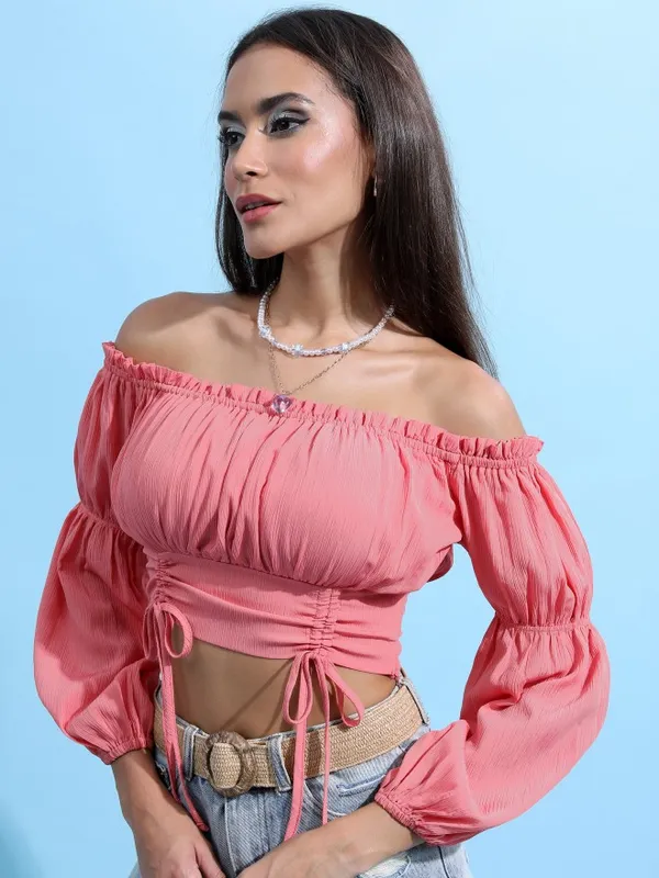 Tokyo Talkies Women Rose Solid Fitted Top