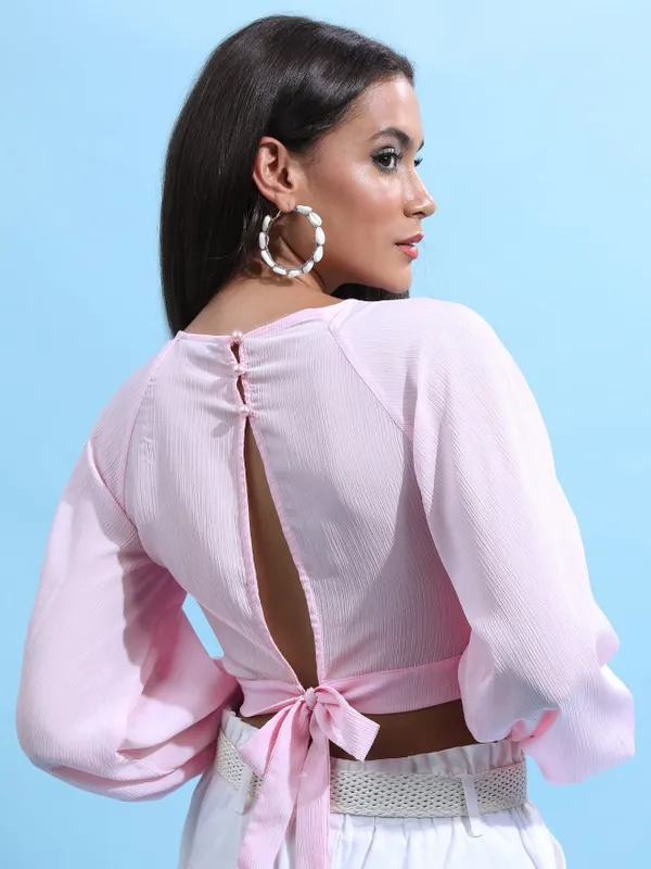 Tokyo Talkies Women Pink Solid Regular Top