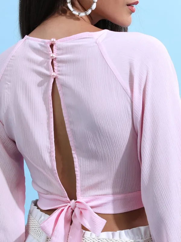 Tokyo Talkies Women Pink Solid Regular Top