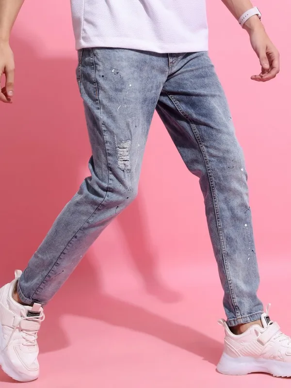  Highlander Men Blue Tapered Fit Highly Distressed Jeans