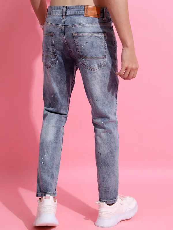  Highlander Men Blue Tapered Fit Highly Distressed Jeans