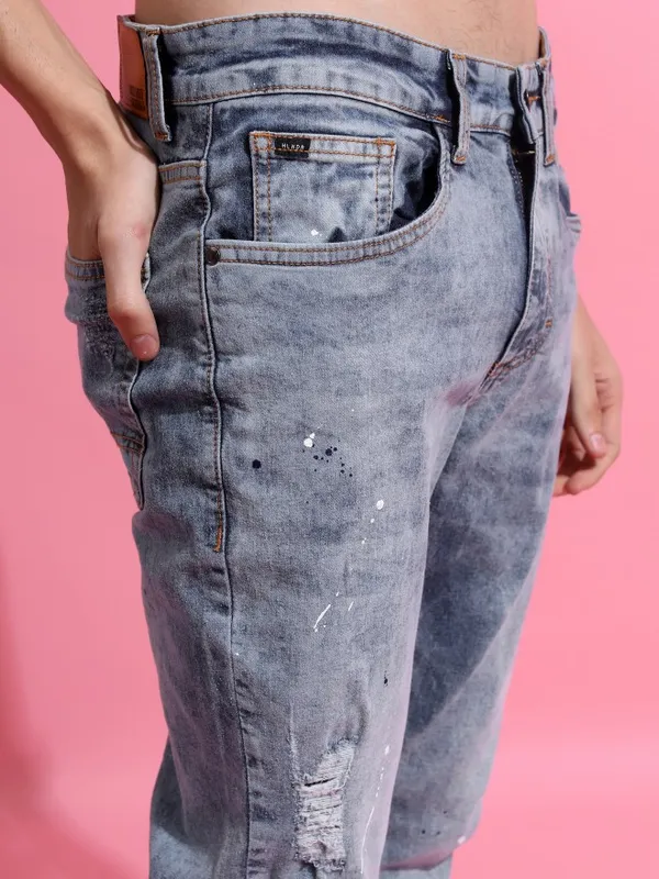  Highlander Men Blue Tapered Fit Highly Distressed Jeans