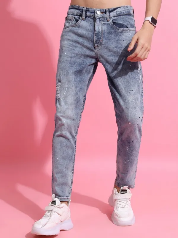  Highlander Men Blue Tapered Fit Highly Distressed Jeans