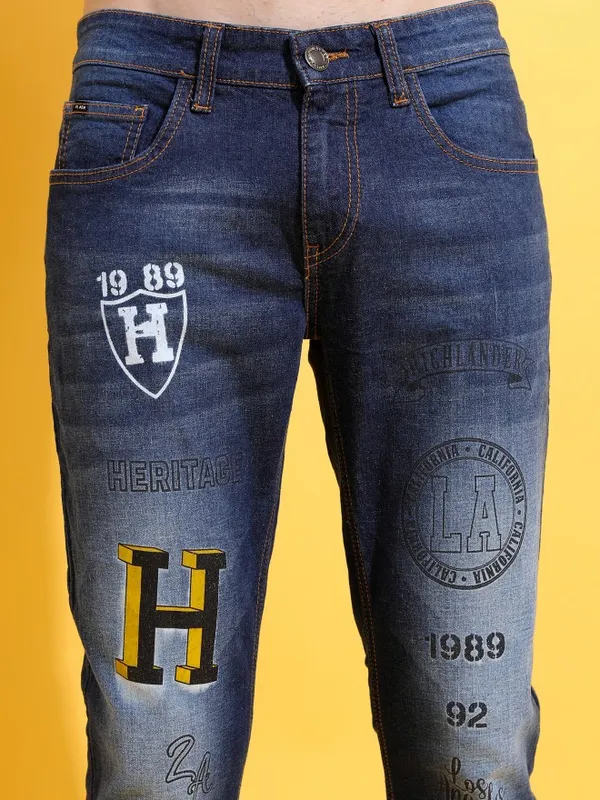  Highlander Men Blue Slim Fit Clean Look Jeans
