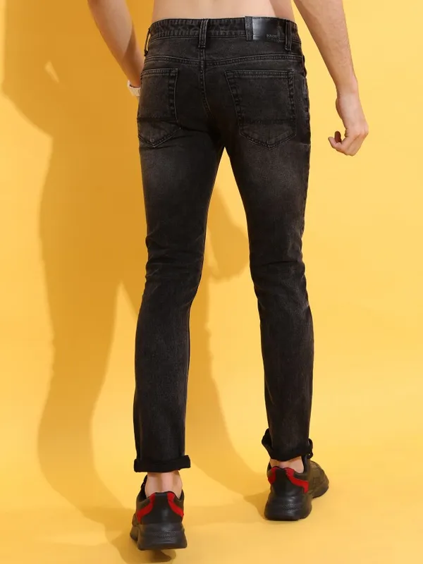 Highlander Men Black Slim Fit Highly Distressed Jeans