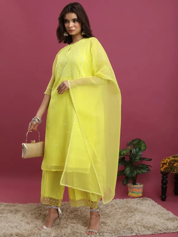  Vishudh  Women Green Solid Kurta Sets