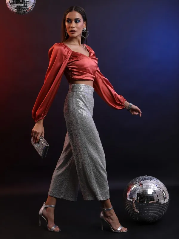 Tokyo Talkies Women Terracotta Solid Regular Top