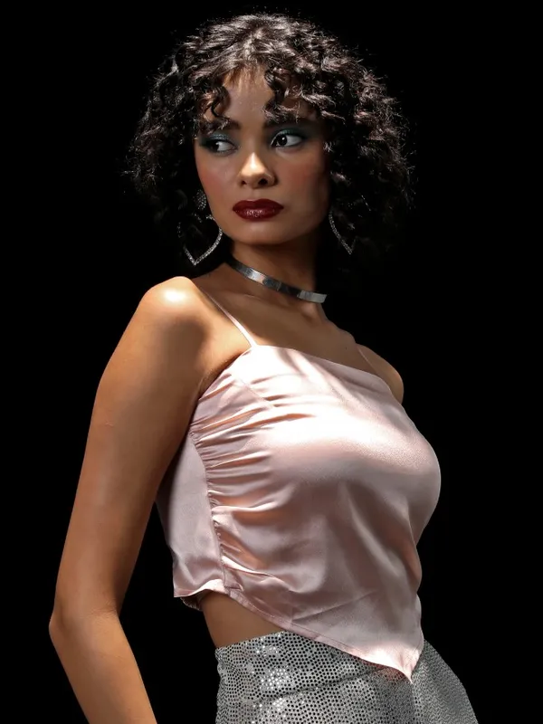 Tokyo Talkies Women Peach Solid Regular Top