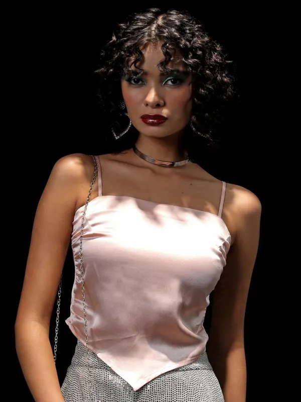 Tokyo Talkies Women Peach Solid Regular Top