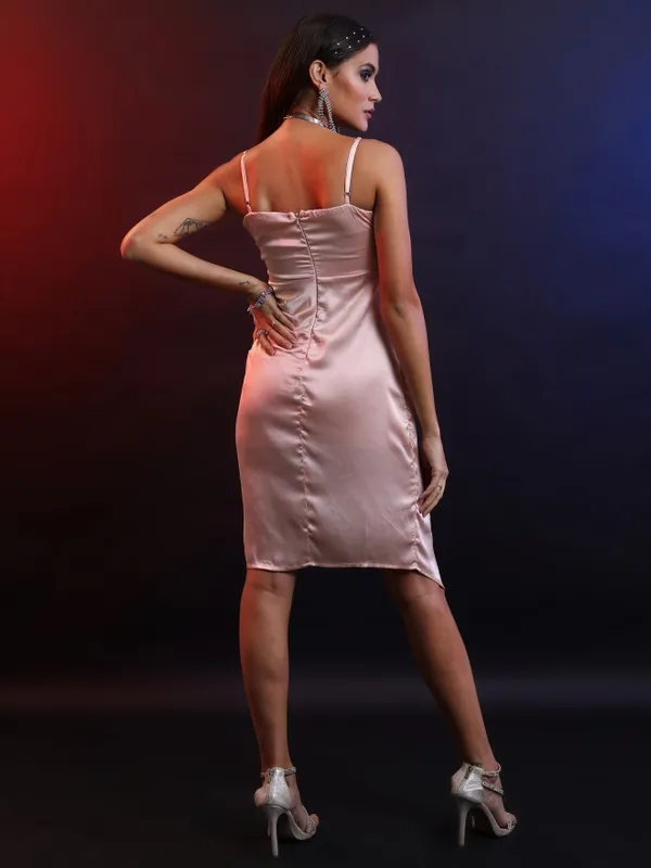  Tokyo Talkies Women Peach Solid Wrap Dresses