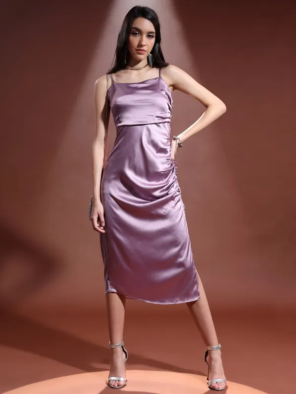 Tokyo Talkies Women Purple Solid Wrap Dress