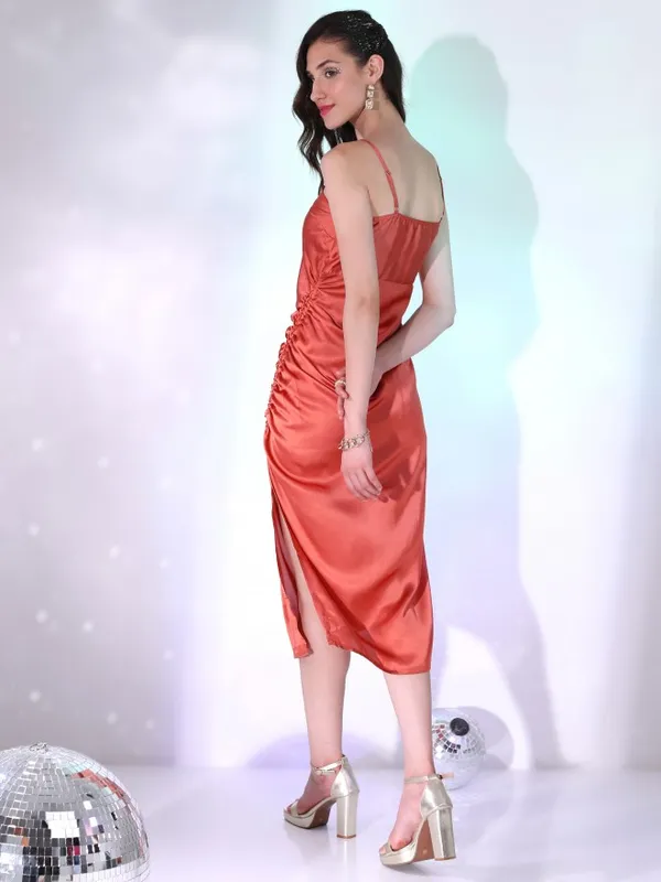  Tokyo Talkies Women Terracotta Solid Bodycon Dresses