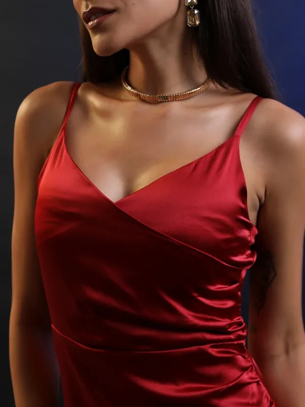 Tokyo Talkies Women Red Solid A-Line Dress