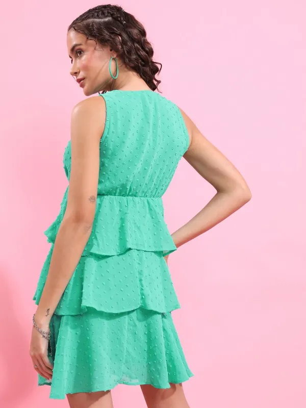  Tokyo Talkies Women Green Solid Fit And Flare Dresses
