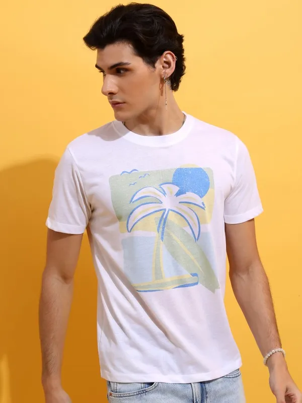 Men Printed Round Neck T-Shirt