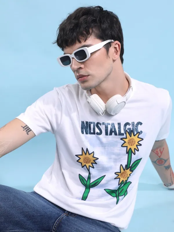  Highlander Men White Printed Round Neck T-Shirts