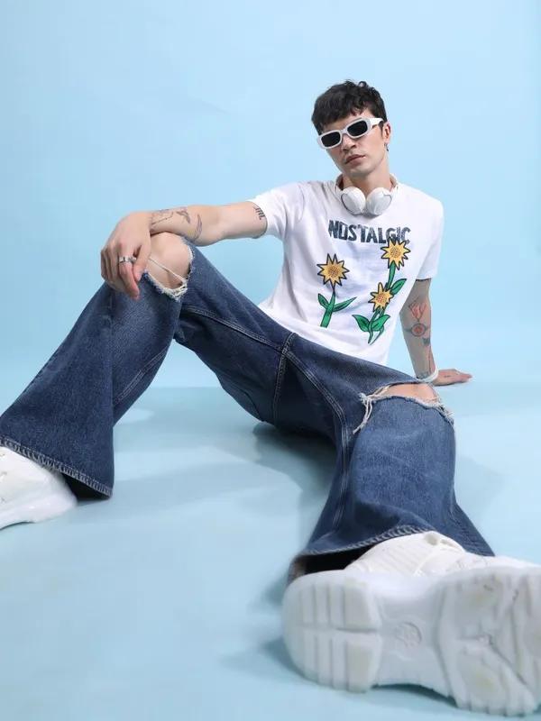  Highlander Men White Printed Round Neck T-Shirts