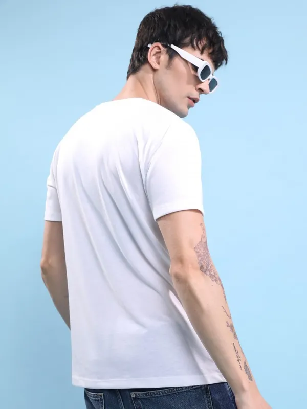  Highlander Men White Printed Round Neck T-Shirts