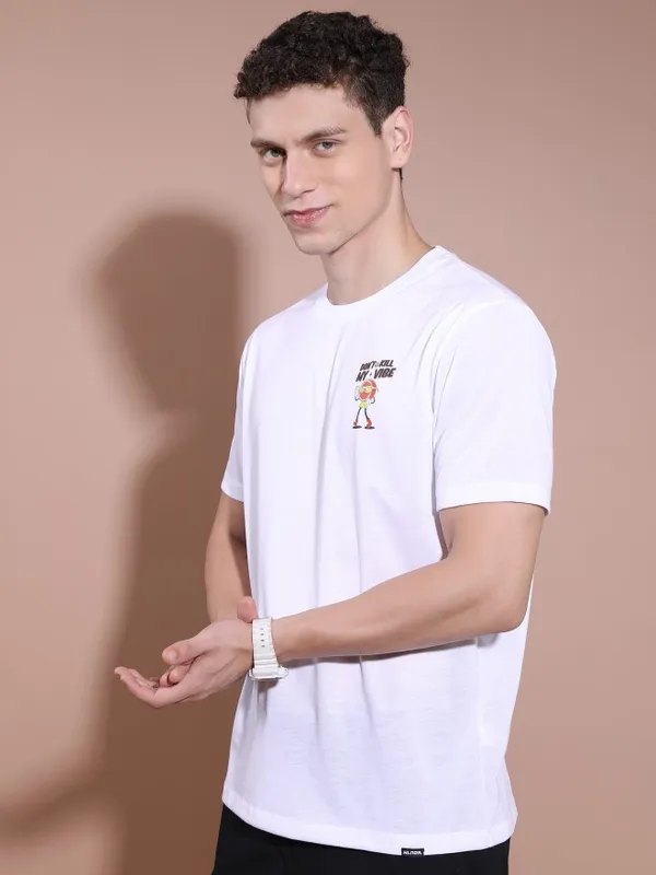  Highlander Men White Printed Round Neck T-Shirts