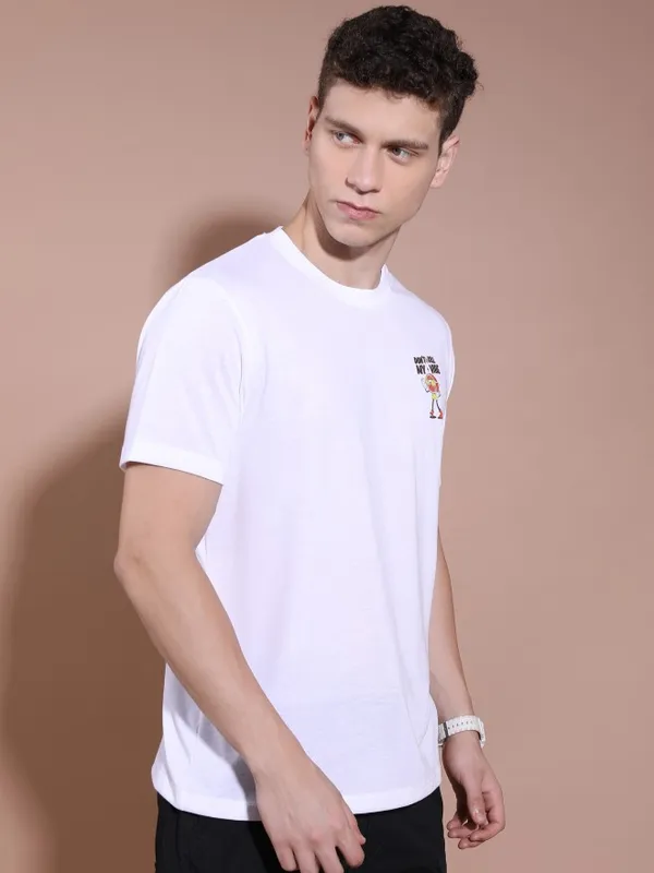  Highlander Men White Printed Round Neck T-Shirts