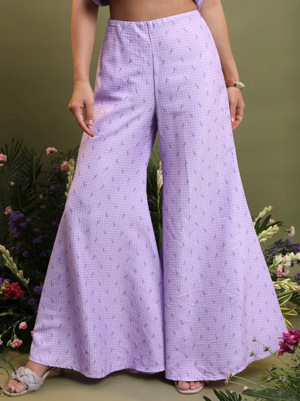 Vishudh Women Lavender Top With Palazzo
