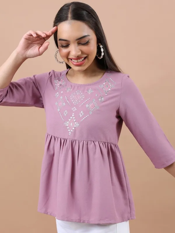 Embroidered Peplum Top
