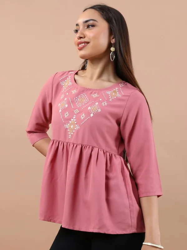 Embroidered Peplum Top