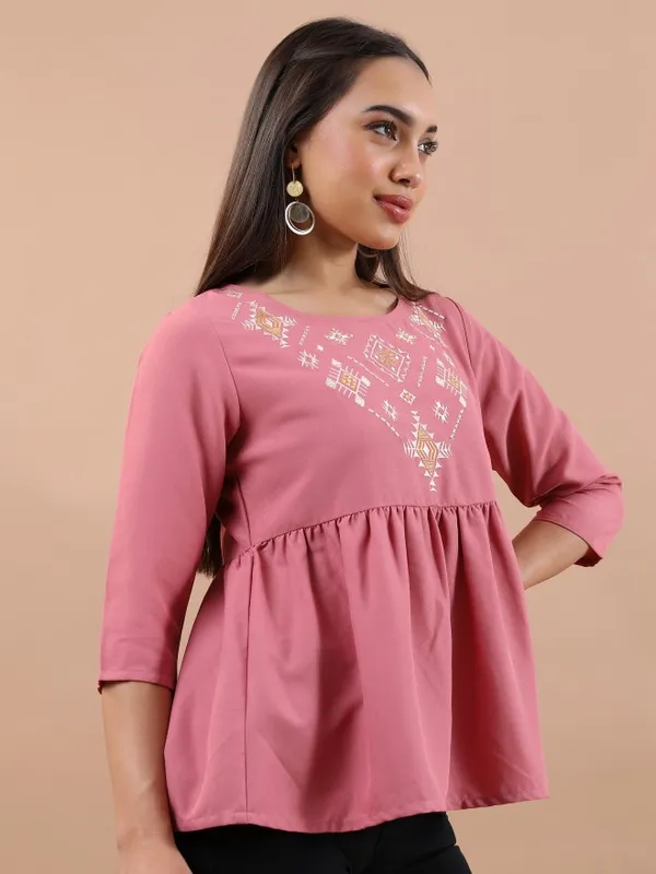 Embroidered Peplum Top