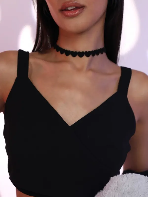 Tokyo Talkies Women Black Solid Fitted Top