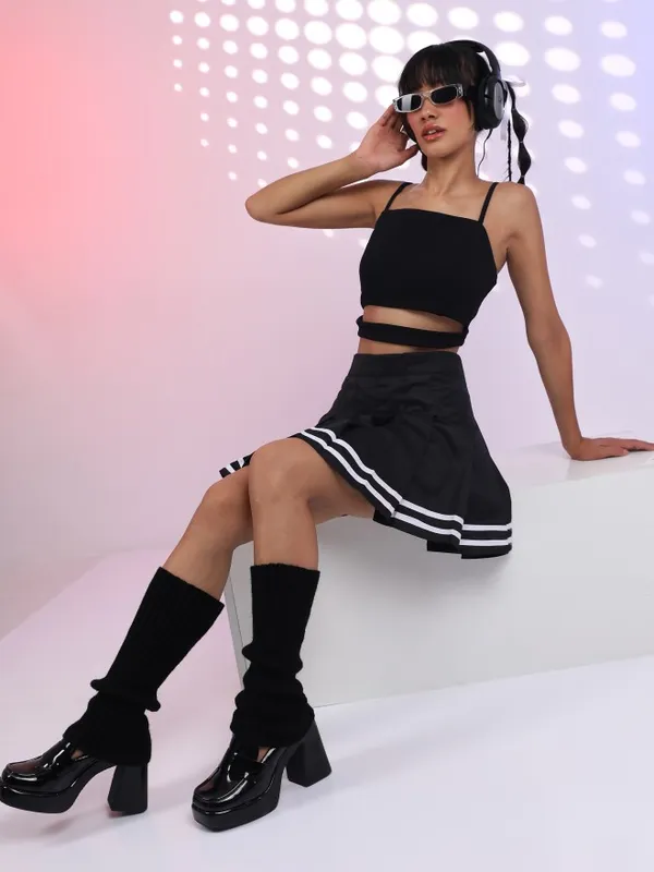  Tokyo Talkies Women Black Solid Fitted Tops