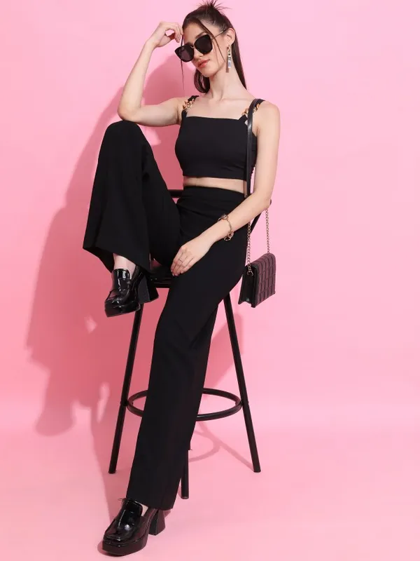  Tokyo Talkies Women Black Solid Fitted Tops