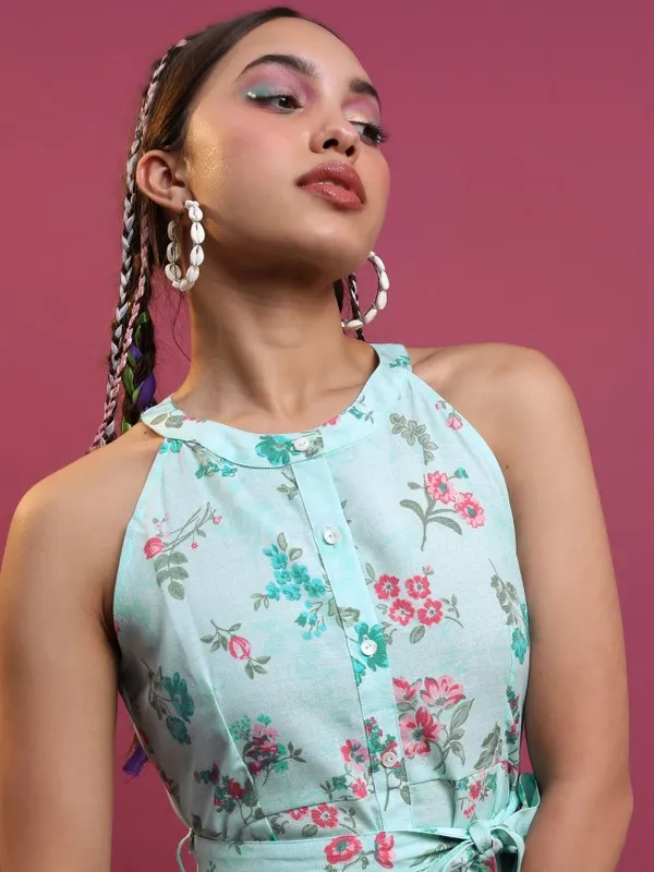  Vishudh Women Blue Printed Shirt Ethnic Dresses