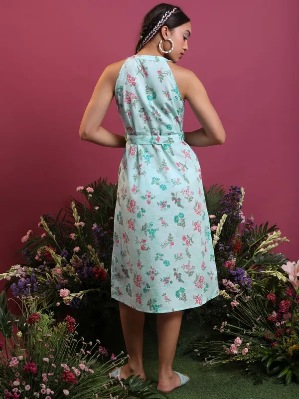  Vishudh Women Blue Printed Shirt Ethnic Dresses