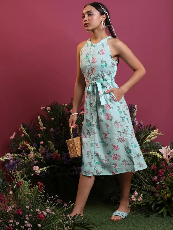  Vishudh Women Blue Printed Shirt Ethnic Dresses