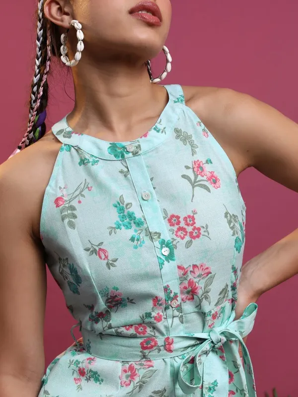  Vishudh Women Blue Printed Shirt Ethnic Dresses