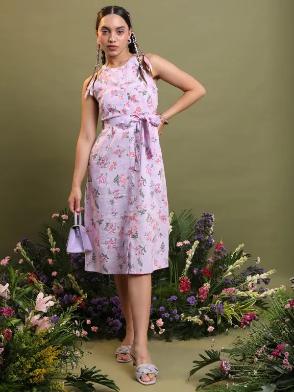  Vishudh Women Lavender Printed Shirt Ethnic Dresses
