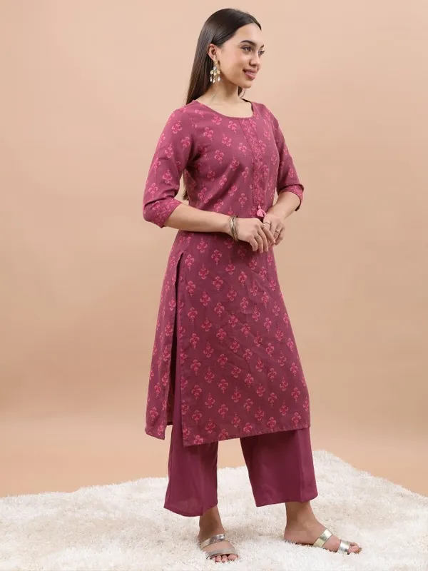  Ketch Women Purple Printed Kurta Sets