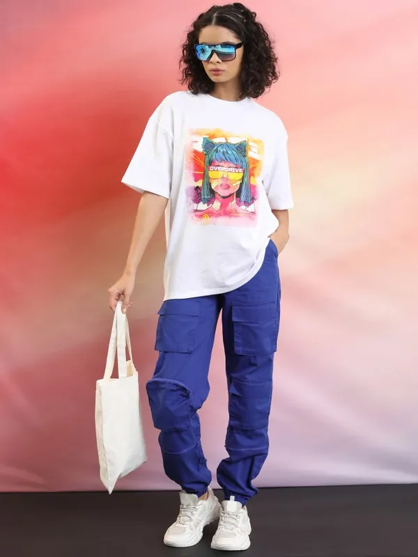 Ketch Women Blue Solid Regular Fit Cargos