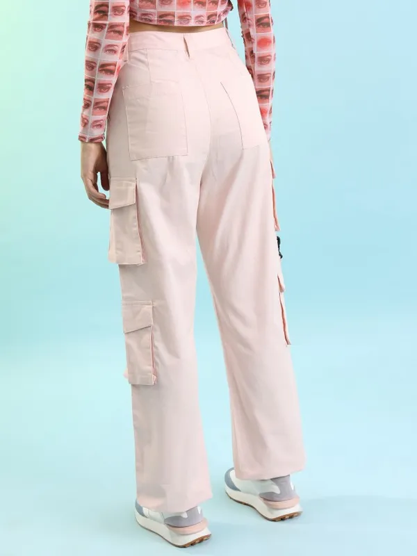  Tokyo Talkies Women Pink Solid Regular Fit Casual Trousers