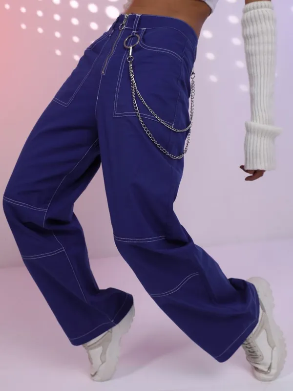 Printed Loose Fit Casual Trousers