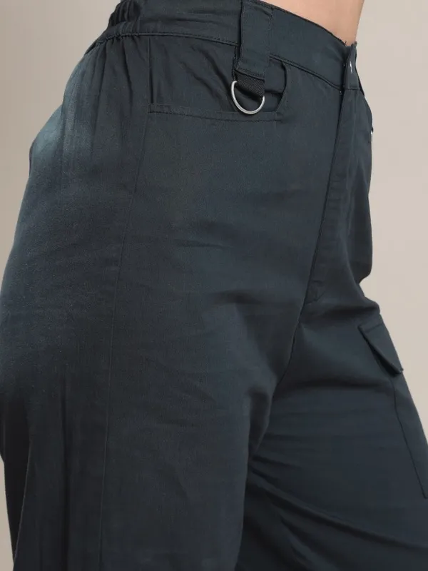Tokyo Talkies Women Black Solid Regular Fit Cargos