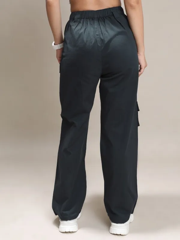  Tokyo Talkies Women Black Solid Regular Fit Casual Trousers