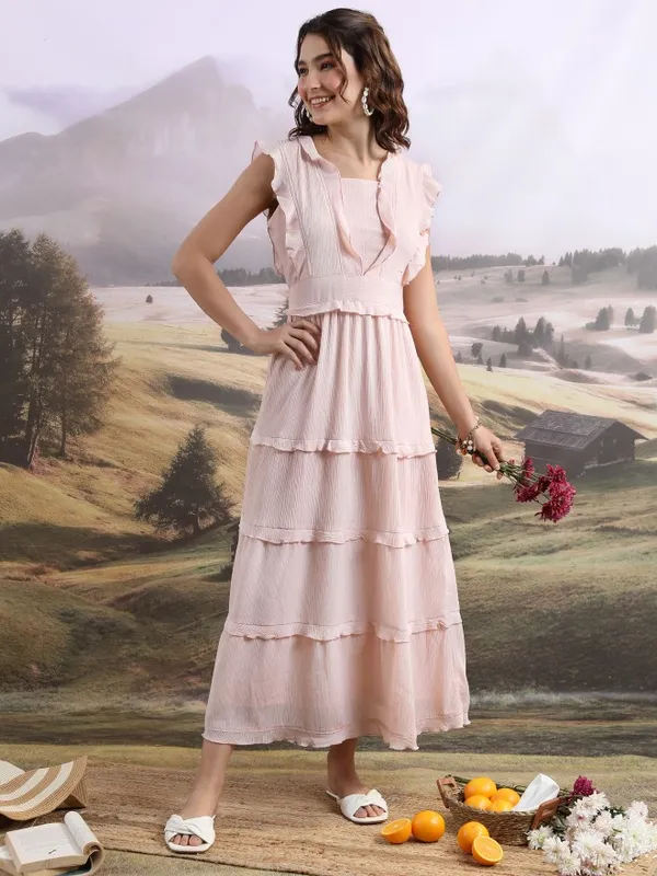  Tokyo Talkies Women Peach Printed Maxi Dresses