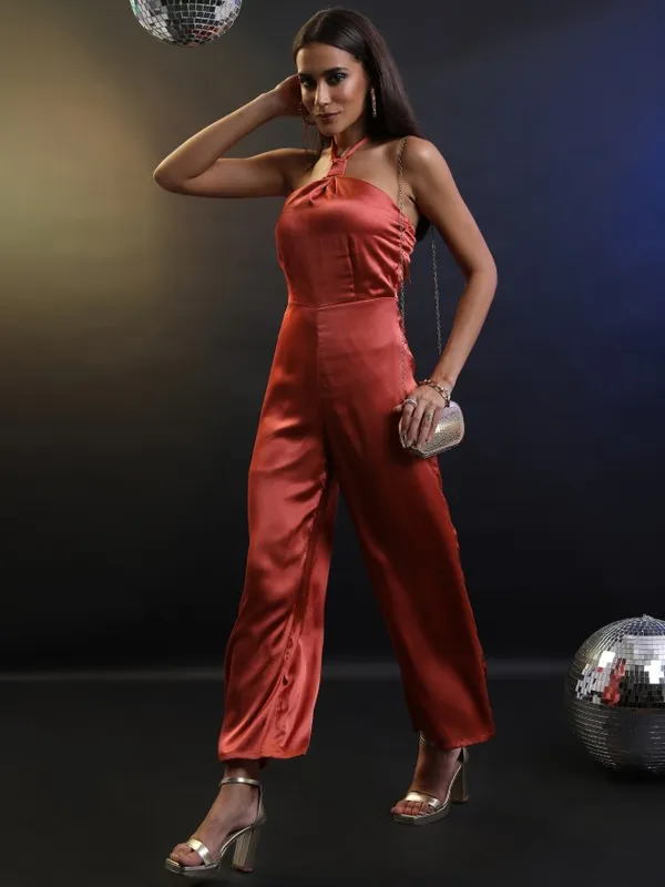  Tokyo Talkies Women Brown Solid Jumpsuits