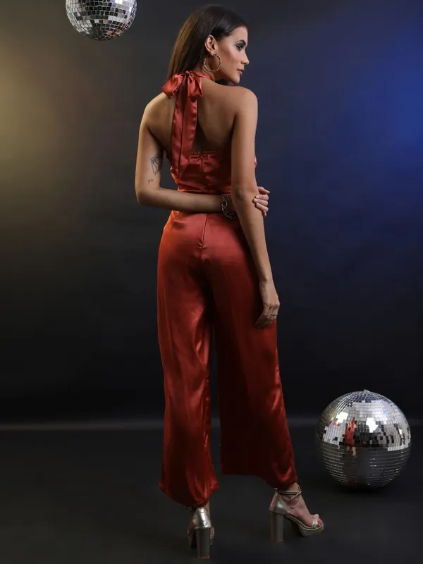  Tokyo Talkies Women Brown Solid Jumpsuits